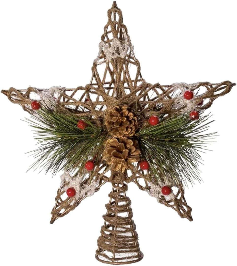 Kurt Adler 11-Inch Natural Star with Pinecones Treetop
