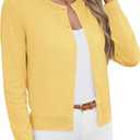 GRACE KARIN Womens Cropped Cardigan Sweaters Trendy Lightweight Shrugs Button Up Long Sleeve Knit Tops M