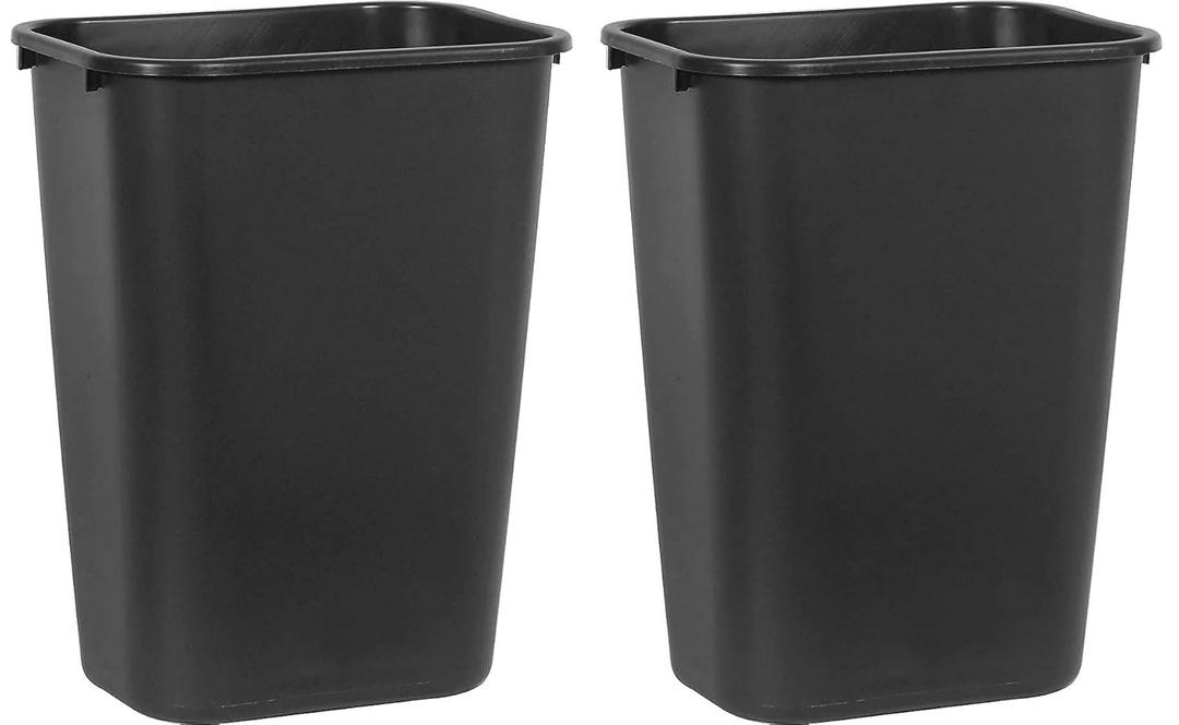 Rubbermaid Commercial 295700BK Deskside Plastic Wastebasket, Rectangular, 10 1/4 gal, Black (Pack of 2)
