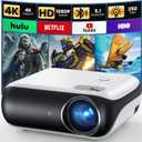 HAPPRUN Native 1080P Bluetooth Projector, Full HD Portable Outdoor Movie Projector with Built-in Speaker, Compatible with Smartphone, HDMI, USB, AV, Fire Stick, PS5 for Home, Bedroom, Outdoor Use