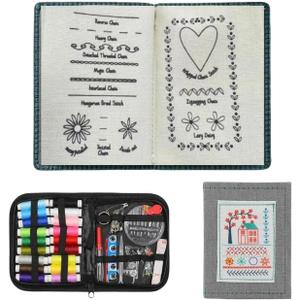 Mirfa Ultimate Embroidery Learning Book, DIY Embroidery Stitch Kit with Complete Sewing Kit, 106 Patterns for Sewing Enthusiasts, Sewing Practice Guide for Adults, Hobby Crafting, Knitting & Weaving