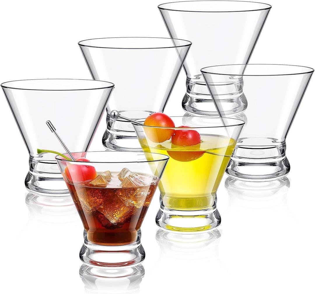 Stemless Martini Glasses Set of 6, 8oz Lead-Free Crystal Shrimp Cocktail Glasses Set, Dishwasher Safe Margarita Glasses for Cosmopolitan, Manhattan & Home Bar