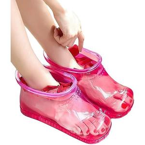 WMHYLYH Movable Foot Soaker, Portable Feet Soaking Tub Massage Foot Bath Shoes, Bath Massager Basin Pedicure Feet Spa Shoes for Thermal Massage to Promote Blood Circulation (Large, Pink)