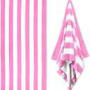 Large Oversized Beach Towel - 35 x 70 Inch Microfiber Pool Towel, Pink Striped Quick Dry Cabana Swim Towel