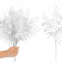 RoseCraft 10PCS Christmas Tree Decorations, Artificial Glitter Berry Stems Branches, for Christmas Tree Ornaments Picks Twigs Xmas Vase Filler Home Wedding Holiday Winter Decor. (White)