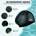 2 Pack Swim Cap for Women Men Adult, Silicone Swimming Caps for Short Long Hair, Waterproof Swim Hats Bathing Caps to Keep Hair Dry with Nose Clip and Earplugs, One Size