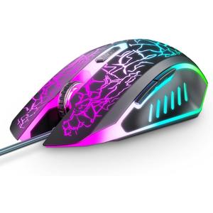 VersionTECH. Wired Gaming Mouse, Computer Mouse Ergonomic Mice with 7 LED Lights RGB Backlit, 6 Programmable Buttons, 4 Adjustable DPI for Laptop PC Gamer Desktop Chromebook Mac Games-Black
