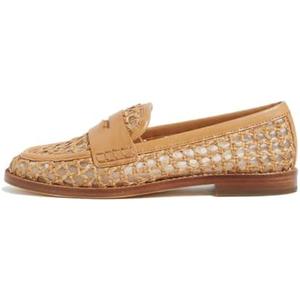 Arqa Penny Loafers for Women Comfortable Slip on Formal Work Flats Natural Raffia Woven Flats Dressy Casual Walking Shoes, size 40