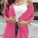 ULTRANICE Women's Cardigan Sweaters Lightweight Long Sleeve Open Front Knitted Button Down Cardigans Tops with Pockets (Pink, L)