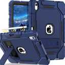 Grifobes for iPad A16 Case 11th Generation 11 inch 2025 / iPad 10th Generation Case 10.9 inch 2022, Heavy Duty Military Grade Shockproof Cover with Pencil Holder for iPad 11/10 Gen (Navy Blue)