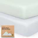 2-Pack Mini Crib Sheets Fitted - 38x26 Pack N Play Sheets for Pack and Play Mattress, Organic Cotton, Soft & Breathable Playard Bedding, Neutral Mini Toddler Bed Cover for Boys, Girls (Cove)