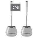 BOOMJOY Toilet Brush and Holder Set 2 Pack, Silicone Toilet Bowl Cleaner Brush, Toilet Scrubber Brush with Tweezers for Bathroom Cleaning, RV Accessories, House Organization Must-Haves - Gray