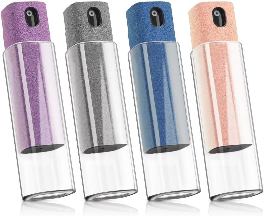 4 Pack Screen Cleaner 3-in-1 Touchscreen Mist Cleaner Spray and Microfiber Cloth Built-in Cleaning Solution Portable Reusable Fingerprint-Proof Spray Bottle for Phone Laptop iPad TV Monitor Car Screen