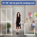 71-98" Clear Tall Cat Pet Gate, 33.5-36 in Wide Extra High Dog Gates for Doorways Acrylic Kitten Proof Full Door Barrier, Auto Close Walk Thru Puppy Pressure Mounted, Indoor White