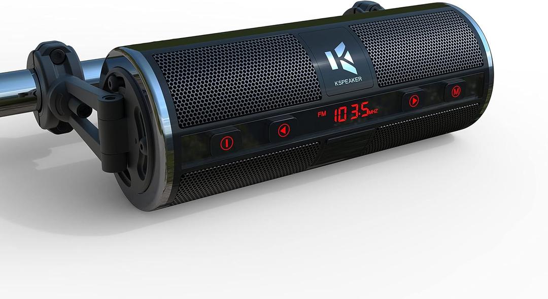 Motorcycle Speakers Bluetooth Waterproof Radio Audio System Built-in Amplifier, 3 Inch Metal Mp3 Player, Great for ATV, Scooter Bike,12 Volt Vehicle, K2BL (Black)