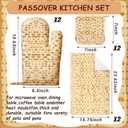 8 Pcs Passover Kitchen Accessories Set Include Passover Apron Oven Mitts Pot Holders Kitchen Towel Matzah Print Design for Pesach Seder and Cooking Gifts