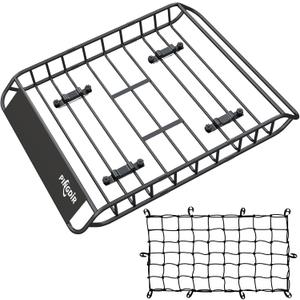 roof Rack Basket Rooftop Cargo Carrier 46"*36" Cargo Net with Attachment Hooks,