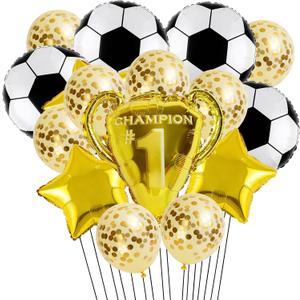 2 x Soccer Birthday Party Decorations, 16 Pcs World Cup Soccer Balloons Set for Boys Kids Soccer Fans Sports Lovers Family Gatherings Theme Parties, Medium