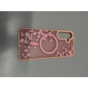 Compatible with Galaxy S25/S24 Magnetic Matte Translucent Case,Luxury Shockproof with Cute Flower Pattern Hard Back Cover Galaxy S25/S24 Case for Women Girls-Pink Floral