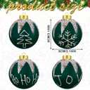 Sosation 4 Pack Dark Green Christmas Ornaments 3.14" Glitter Green Velvet Ball Ornaments Shiny Joy, Hohoho, Snowflake Flocked Shatterproof Hanging Ball Decorations for Xmas Tree Holiday Party