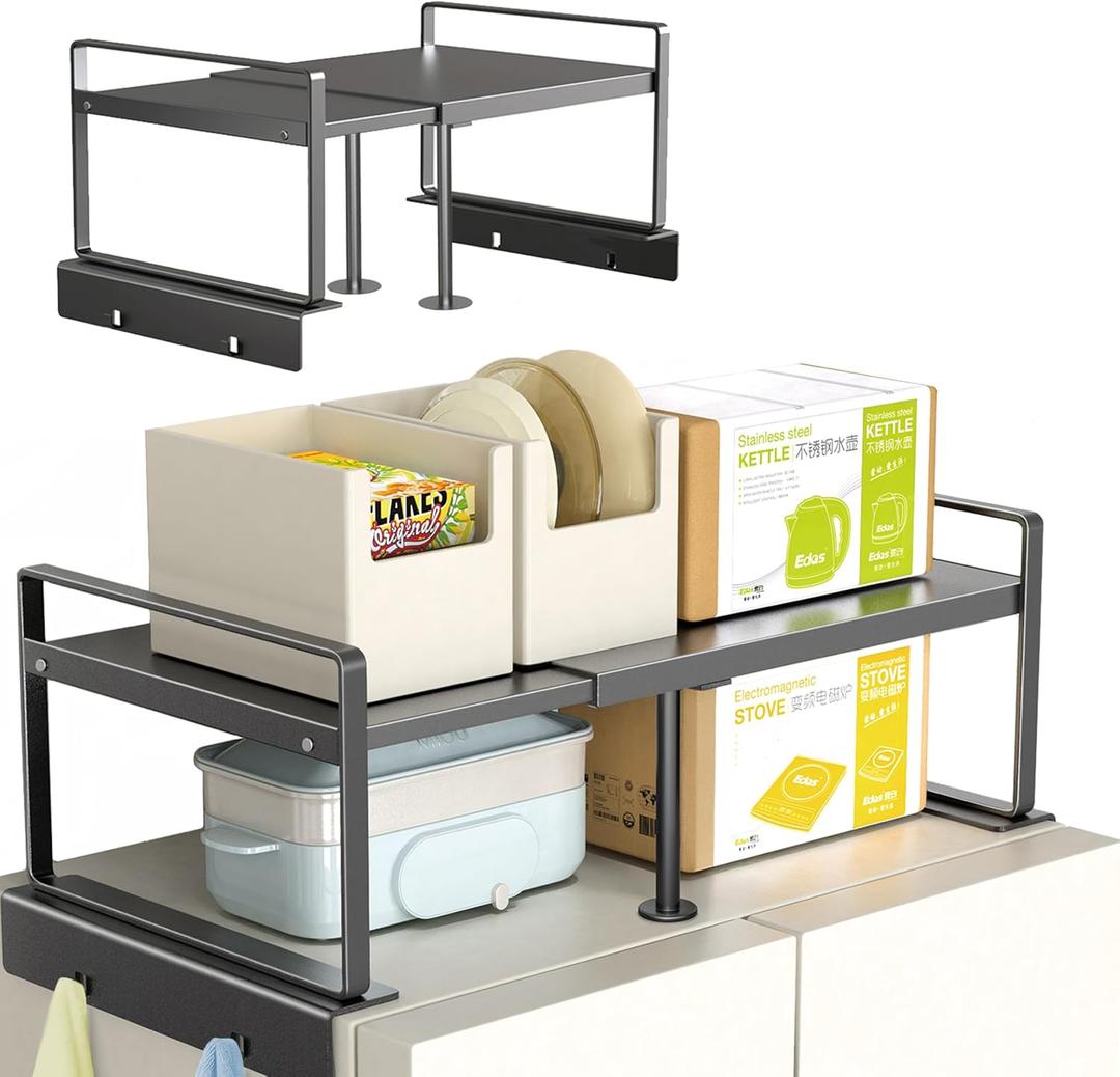 Top of Fridge Storage Organizer,Refrigerator Storage, Adjustable 20.8"-36.6", L-Shaped Anti-Slip Design,Space Saver for Wine Fridge/Microwave Oven, Kitchen, Laundry, Dorm (Fits Most Appliances), top shelf20.8"-36.6"