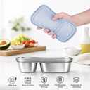 3 Pack Stainless Steel Snack Containers with Silicone Lids, 2-Compartment Snack Containers for Lunch, Office, Travel & CampingAqua, Blue, Grey
