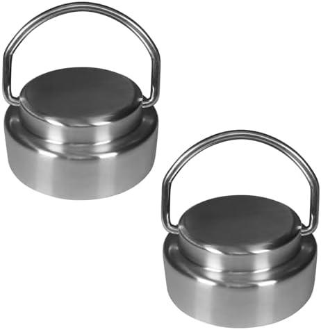 ZOOPOLR 2pcs Stainless Steel Cap Lid Top with Flip Up Carry Handle for Hydro Flask Type Wide Mouth Bottles (Set of 2, Diameter 2.2")