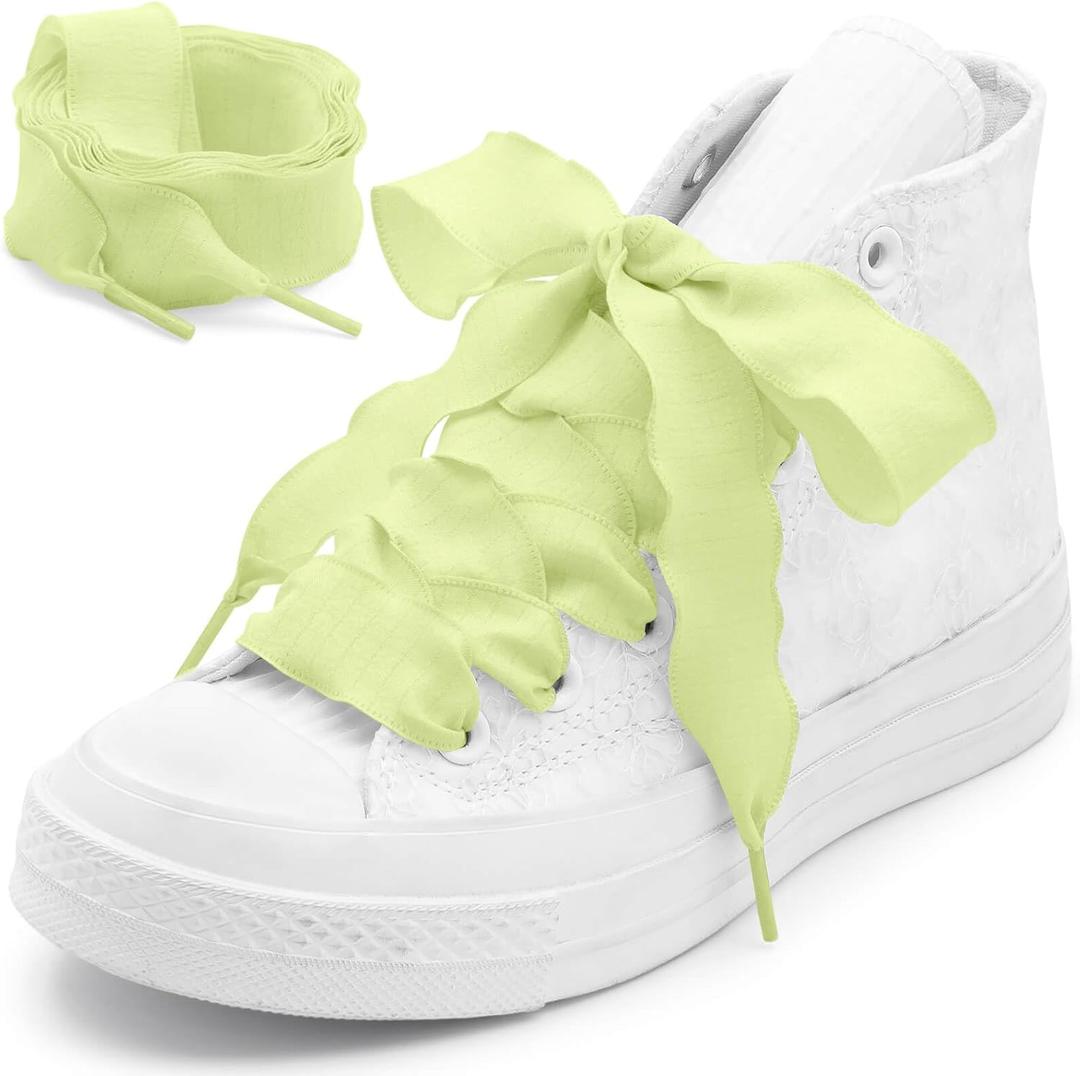 2 x Fishtail Pleated Shoe Laces: 2 Pairs 2.5 CM Wide Flat Ruffle Shoelaces