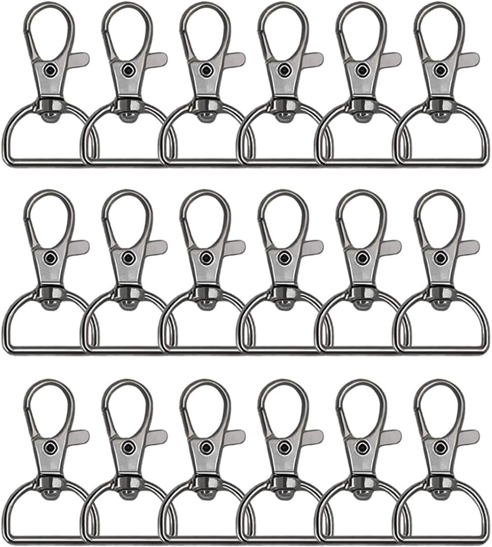 50Pcs Swivel Clasp Hooks D Ring Key Chain Clips, Metal Lobster Claw Clasps Trigger Clip Lanyard Snap Hook for Keychains Making Purse Hardware DIY Crafts 1 Inch (Black)