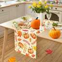 2 x ACZHHZC Pumpkin Fall Table Runner, Maple Leaf Autumn Thanksgiving Kitchen Dining Table Decorations for Home Party Decor (Orange 2, 13x72 Inches)