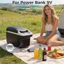 Iceblue Electric Cooler with Type-C, 8 Liter /11 Cans Mini Fridge with Belt, 9V Type-C Thermoelectric Dual-use Car Refrigerator, Car Fridge for Car, Dorm, Travel, Picnic, Gift - Black