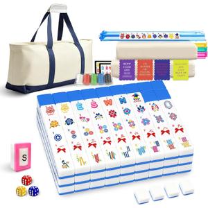 Deluxe American Mahjong Tile Set, 166 Unique Designer Tiles, Blue