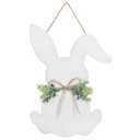 YoleShy Easter Decoration Door Wreath for Front Door Wall Decor - Wooden Easter Bunny Hanger Sign with Bow for Rustic Spring Party Home, 16.1 x 11.81 Inch