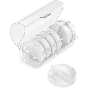 TookMag Pill Organizer 2 Times a Day, Travel Medicine Pill Organizer, Weekly AM PM Pill Box, Large Capacity 7 Day Pill Cases for Vitamin/Fish Oil/Supplements (White)