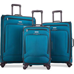 American Tourister Pop Max Softside Luggage with Spinner Wheels, Teal, 3-Piece Set (21/25/29)