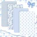 Peryiter 4 Pack Crib Sheets Blue Bow Soft Baby Bed Sheet Set 52'' x 28" Nursery Crib Sheets for Standard Bed Toddler Mattress Nursery Decor Boys Girls Kids