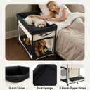 VEVOR Bedside Lounge Pet Bed, Foldable Bunk Dog Bed with 600D Oxford Cloth and Dutch Velvet, Portable Raised Cot with Wheels, Side Storage Bags, and Carry Bag for Cats & Dogs, L, Beige