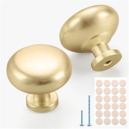 Gzzvo 30 Pack Cabinet Knobs for Drawers and Dressers,Brushed Gold Kitchen Cabinet & Closet Door Knobs,Solid Round Furniture Hardware Pulls