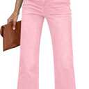 GRAPENT Womens Flare Jeans High Waisted Wide Leg Baggy Jean for Women Stretch Denim Pants (Small, Rose Shadow)