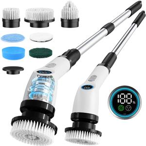 Electric Spin Scrubber Cleaning Bathroom: Shower Cleaner Brush, Cordless Power Scrubber for Tub Tile and Floor (Handle Length 50)