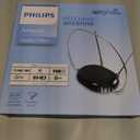 Philips Rabbit Ears Black Indoor TV Antenna, Dipoles and Circular Loop, Tabletop, Digital, Smart TV Compatible, HDTV, 4K 1080P VHF UHF, 5Ft Coaxial Cable, SDV8201B/27