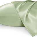 Bedsure Satin Pillowcases, Similar to Silk Pillow Cases Queen Size Set of 2, Pillow Case for Sleeping Women with Envelope Closure, Gifts for Women Men, Sage Green, 20x30 Inches (Queen (20" x 30"), 10 - Sage Green)