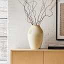 LE TAUCI Ceramic Vase, 11.5 Inch Large Rustic Farmhouse Vase, Tall Vase for Home Decor, Living Room Table & Mantel Centerpiece, Watertight & Sturdy, Matte Sandy Beige White