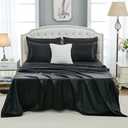 Bedorm Black Satin Comforter Set 9 Pcs Queen Size Ruched Bedding Set Pintuck Pinch Pleat Silky Bedding Comforter Luxury Black Bed in A Bag with Comforter, Sheeet Set, Pillowcases & Cushion Cover