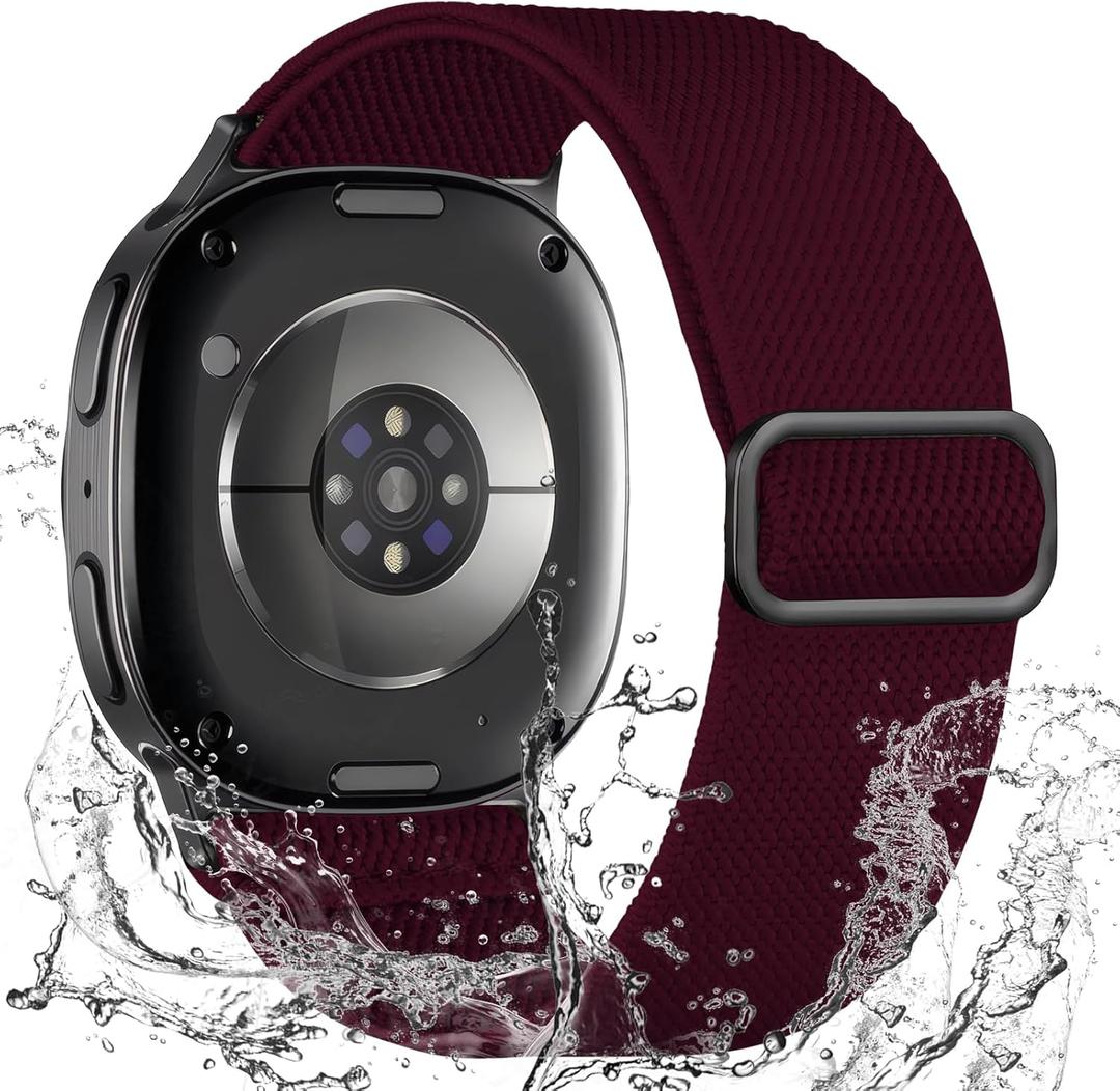 3 x Stretchy Bands Compatible for Samsung Galaxy Watch 8 Band 40mm 44mm/Galaxy Watch 8 Classic 46mm,Water-Resistant Elastic Nylon Sport Strap Men Women (Dark Wine Red)