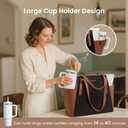 LOVEVOOK Laptop Tote Bag for Women With Large Cup Holder, Leather Work Tote Bag for Women,17.3 Inch Professional Computer Briefcase Business Teacher Commuter Shoulder Bag,Office Travel Gift