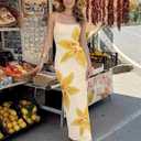 ZESICA Womens Summer Spaghetti Strap Bodycon Beach Vacation Maxi Dresses (Yellow, L)