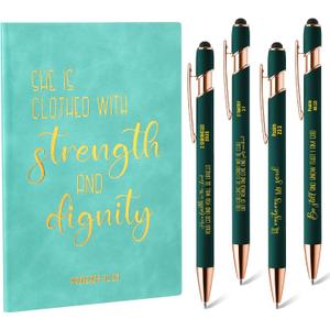 Qilery 5 Pcs Bible Journal Set Green Christian Gifts for Women Men A5 Leather Notebook Inspirational Religious Prayer Journal with Pen Jesus Church Sunday School Teacher Appreciation Gift Bible Study