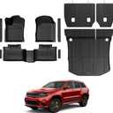 Floor Mats for Jeep Grand Cherokee 2011-2021 & 2022 (Not for WL), All Weather Floor Mats Trunk Cargo Liner with Backrest Protectors and Door Sill Guards Accessories, Full Coverage Set