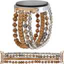 WONMILLE Beaded Bracelet Compatible with Samsung Galaxy Watch 8 Band 40mm/44mm Watch8 Classic 46mm, Elastic Stretch Women Strap for Galaxy Watch 8/8 Classic Bands (Bronze)